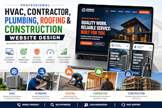 design hvac website roofing, handyman website, construction website plumbing web