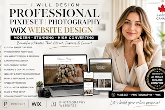 design professional pixieset website, photography website, wix website design
