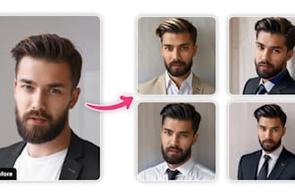 create surreal ai headshot, photo retouching, image editing author profile pic