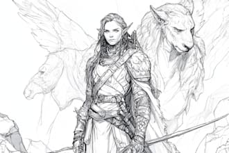draw sketch and line art for fantasy concept art