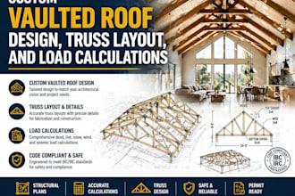 custom vaulted roof design, truss layout, and load calculations