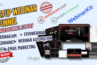 setup webinar funnel on webinarjam, webinarkit, everwebinar, automation