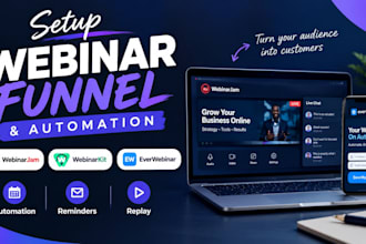 setup webinar funnel on webinarjam, webinarkit, everwebinar, automation