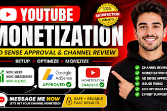 enable youtube monetization, adsense approval, and channel review