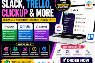 setup slack workspace trello clickup automation project management airtable