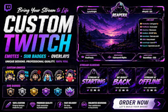 design premium twitch stream graphics and branding kit