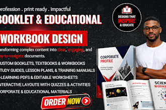 design  print ready booklet, educational workbook, or, textbook workbook