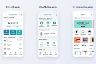 design UI UX for fintech, healthcare, ecommerce apps