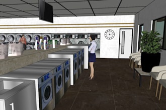 do 3d laundromat design and layout planning