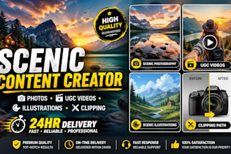 do scenic photography and scenic ugc videos, scenic illustrations, clipper