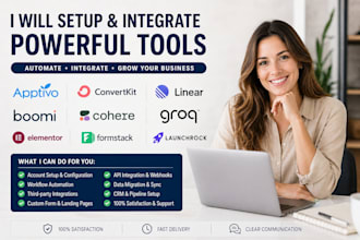 setup apptivo convertkit linear boomi cohere groq elementor formstack launchrock