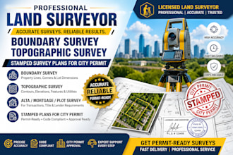 do land surveyor, boundary survey, topographic survey with stamp for city permit
