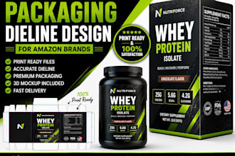 design supplement and fitness packaging dieline for amazon brands
