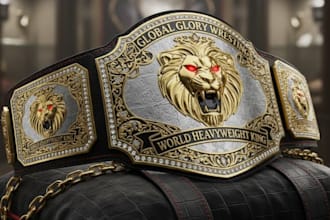 design and render 3d championship belts, trophies, medals, and belt buckles