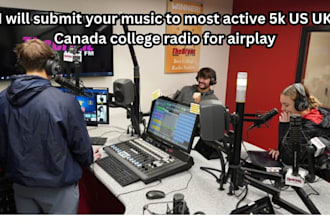 submit your music to most active 5k US UK canada college radio for airplay