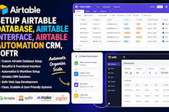 setup airtable database, airtable interface, airtable automation crm, softr