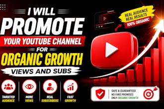 promote your youtube channel for organic growth views and subscribers