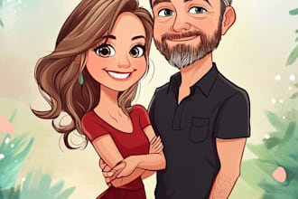 do couple caricature illustration for you
