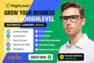 build gohighlevel ai automation, saas, CRM workflows and funnels