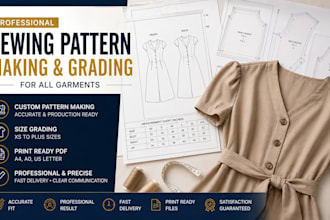 create custom sewing patterns, pattern grading and garment design