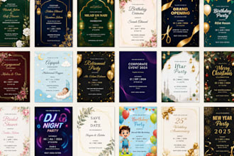 design beautiful wedding, birthday and event invitation card