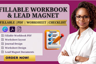 create fillable workbook PDF, lead magnet worksheet, workbook layout, in canva