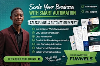 fix setup and build gohighlevel website sales funnel automation and CRM