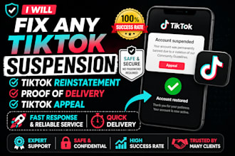 fix any tiktok suspension, tiktok reinstatement, proof of delivery tiktok appeal