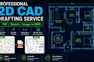 convert PDF to auto cad dwg floor plan from image or sketch