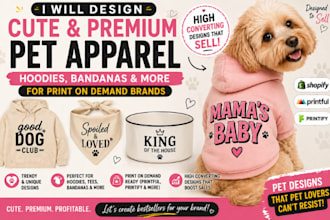 design cute and premium pet hoodie, bandana and pod apparel for your brand