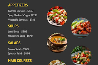 design a professional restaurant menu card