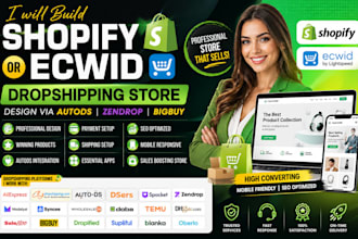 build shopify ecwid dropshipping store design via autods zendrop bigbuy