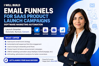 build email funnels for saas product launch campaigns, software marketing autom