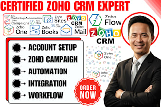 zoho crm setup automation zoho campaign books flow creator desk forms site mail