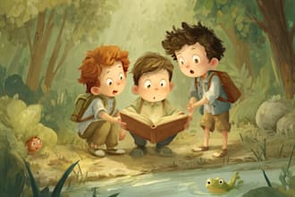 illustrate a childrens book series with magical art