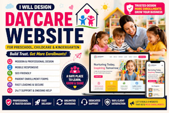 design a highly converting daycare website for preschool and childcare