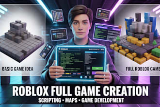 build roblox full game creation, scripting, map building and tycoon or obby game