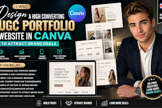 design a high converting ugc portfolio website in canva to attract brand deals