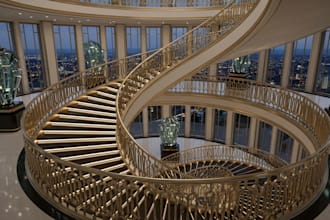 design 2d and 3d realistic staircase, handrail, and spiral stair renderings