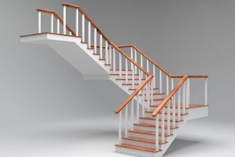 design 2d and 3d realistic staircase, handrail, and spiral stair renderings