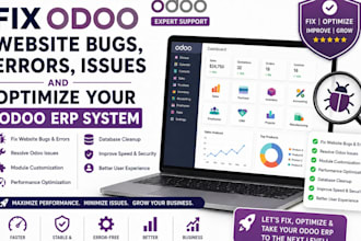 fix odoo website bugs, errors, odoo issues and optimize your odoo erp system