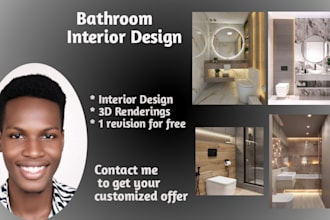 do bathroom interior design in 3d and render