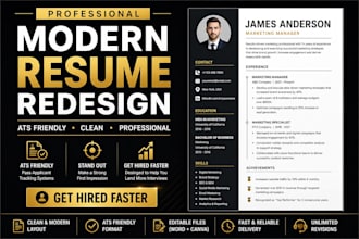 redesign your resume into a modern ats friendly professional CV