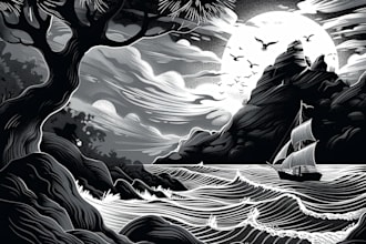 create stunning linocut or woodcut style illustrations