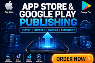 publish replit ai lovable ai base44 app emergent sh to google play app store