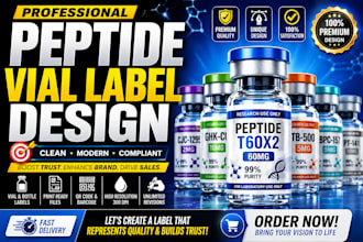 design premium peptide sarms vial label, supplement and pharmaceutical label