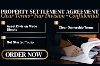 draft divorce property settlement agreement and asset division legally