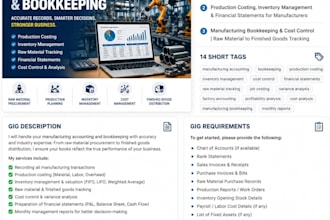 manufacturing accounting and bookkeeping expert  costing,