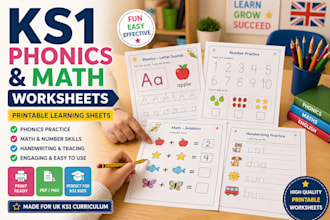 create ks1 worksheets for phonics math and printable learning sheets