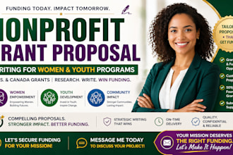 write US and canada nonprofit grant proposals for women and youth programs